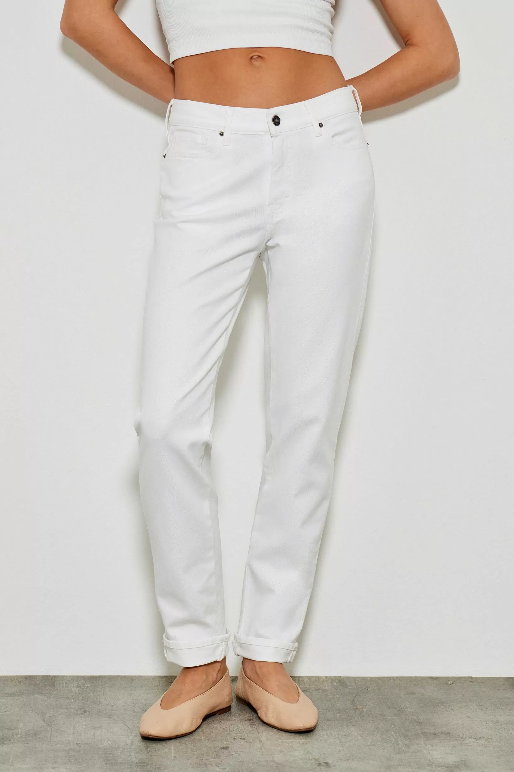 Clearance Five Jeans 100 Tara Pantalon Boyfit White