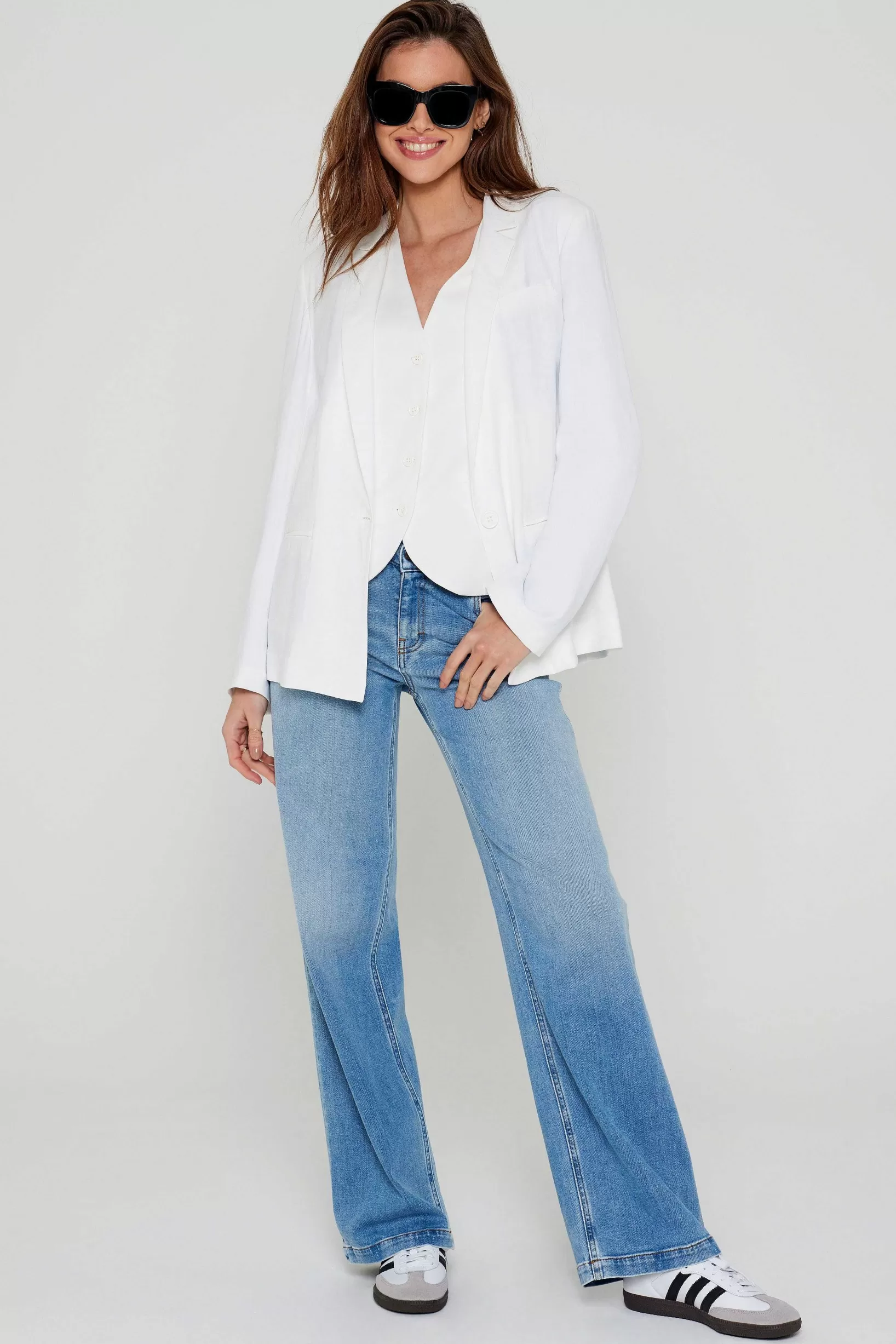 Shop Five Jeans Blazer Viola White